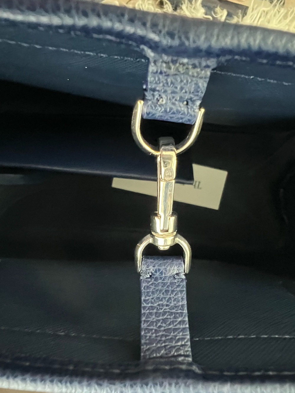 kate spade Cream Canvas Tote with Navy Handles and Aqua Trim - Picture 10 of 13
